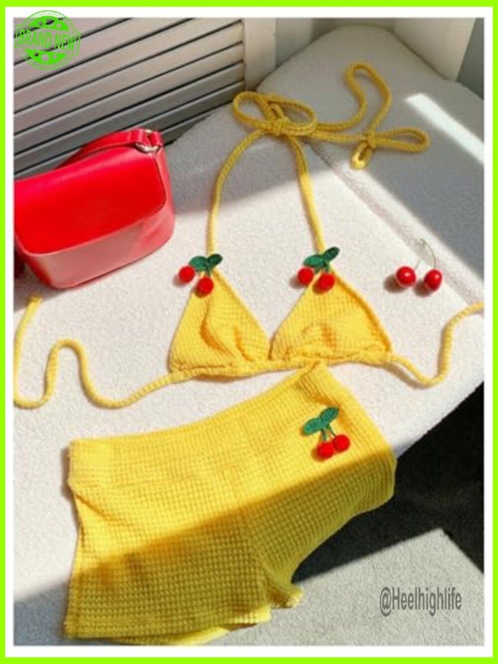 2 Piece Crochet Halter Triangle Top & Shorts Cover Up Set View 3